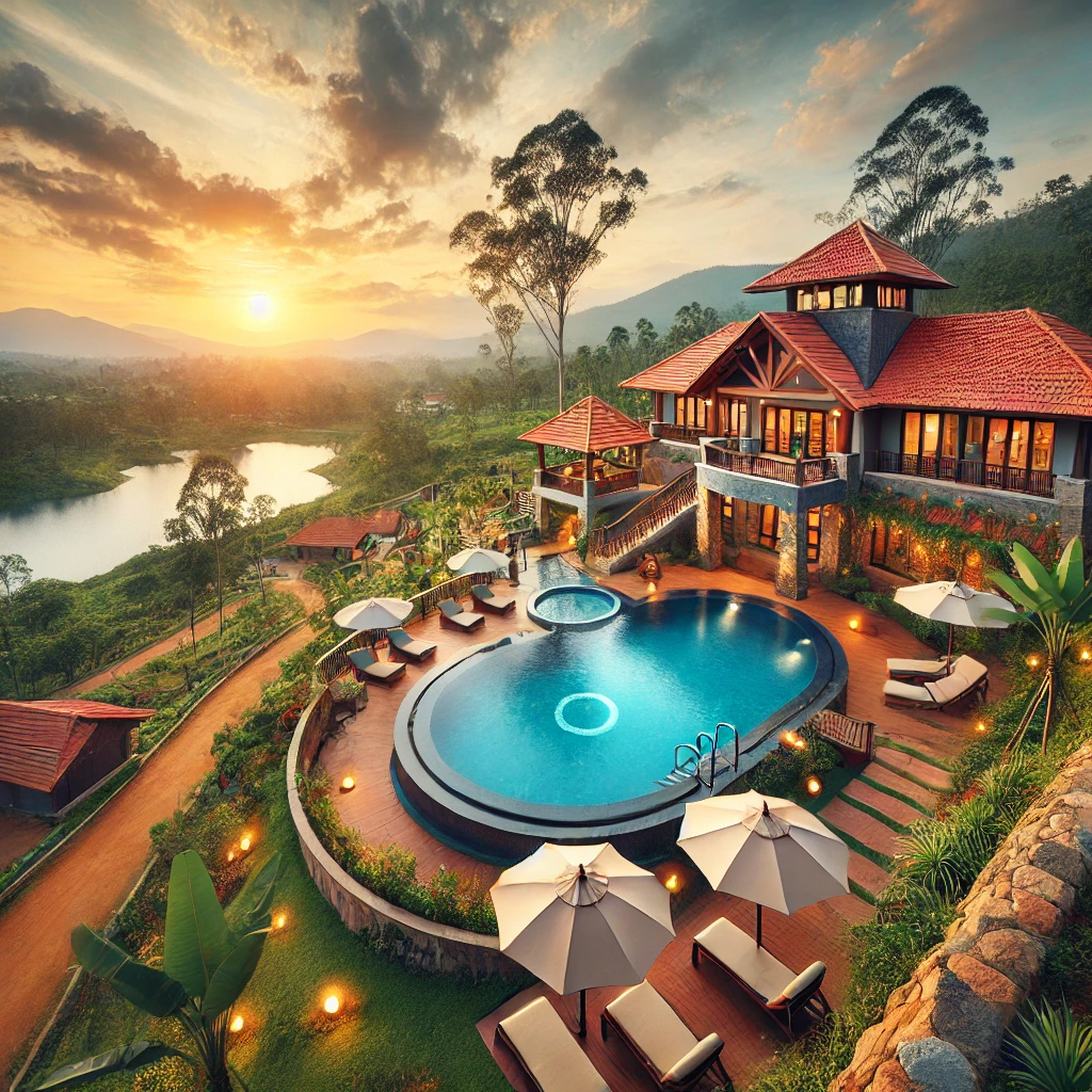 A high-end resort in Coimbatore with scenic views and luxury accommodations.