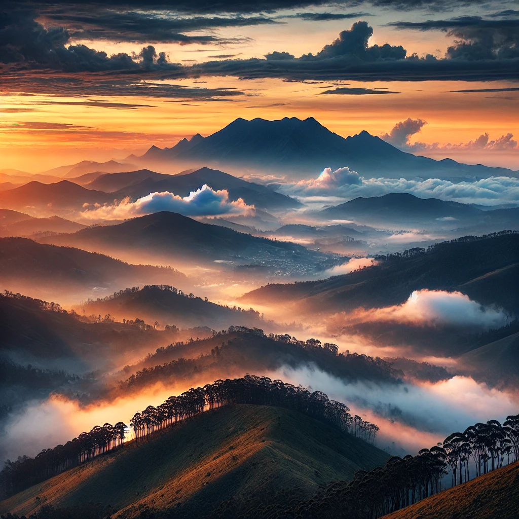 Doddabetta Peak in Ooty with rolling clouds and panoramic sunrise view.