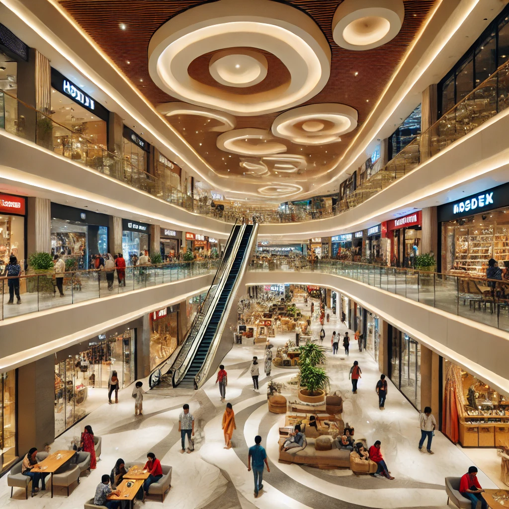 Lulu Mall Kozhikode shopping and food court area with people and stores