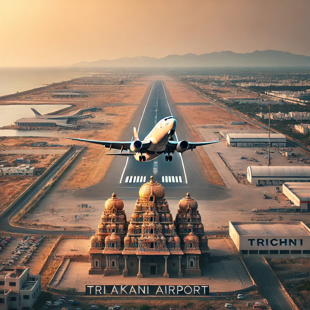 A flight taking off from Trichy Airport, the closest airport to Velankanni.