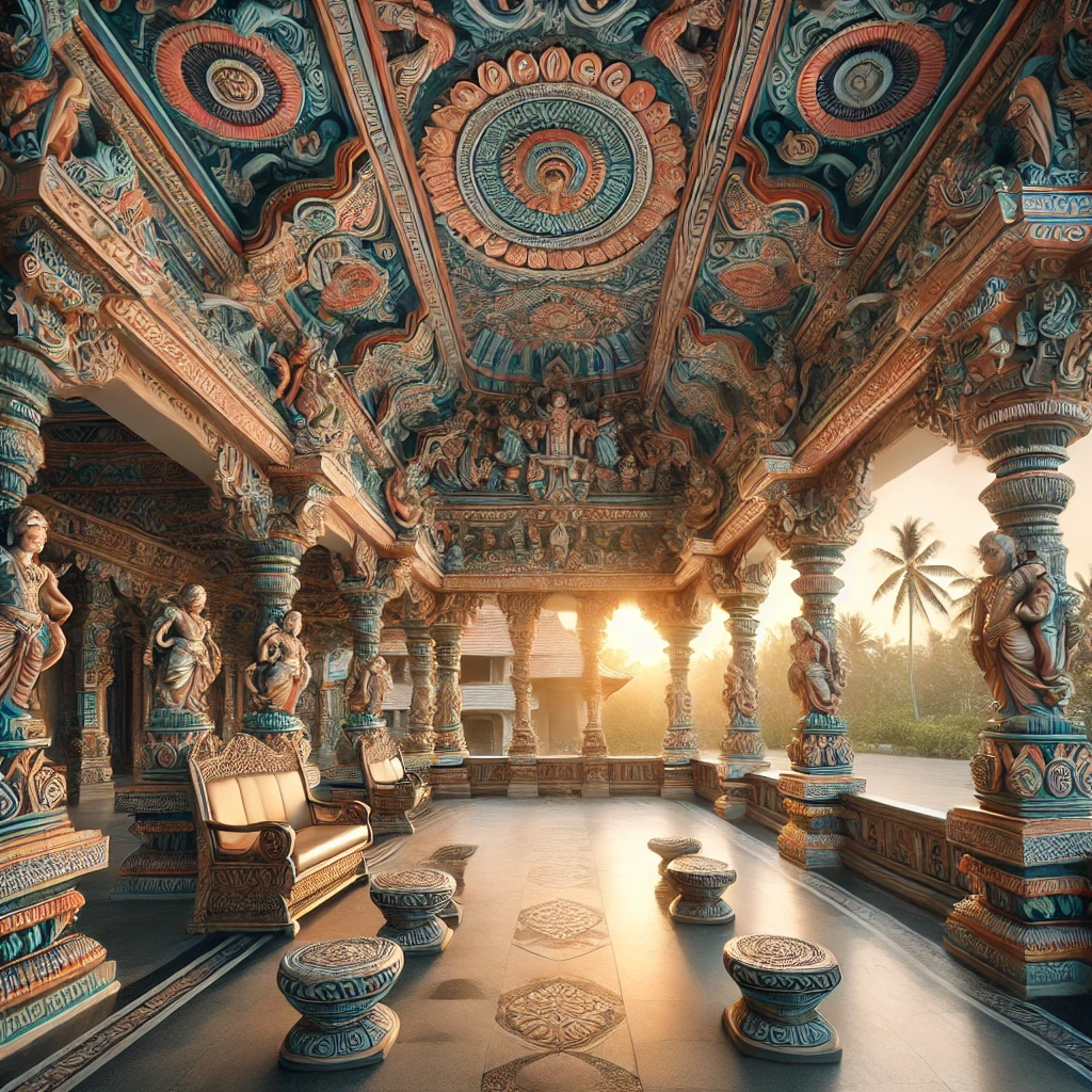 A spiritual temple in Coimbatore with intricate architecture and a peaceful ambiance.