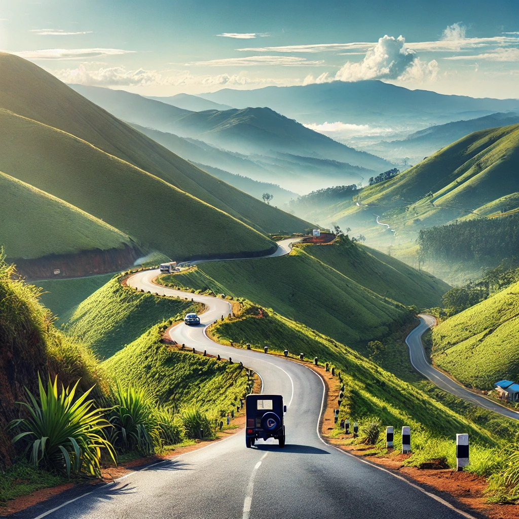 Scenic road to Vagamon from Kochi with green hills – how to reach Vagamon