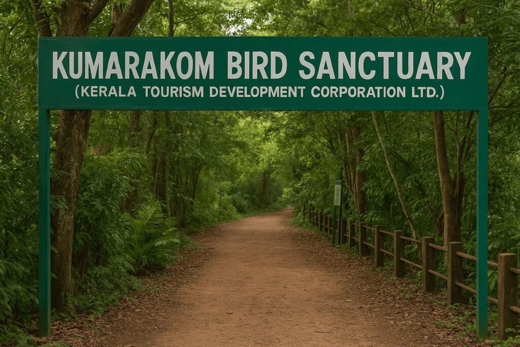 Entrance sign at Kumarakom bird sanctuary