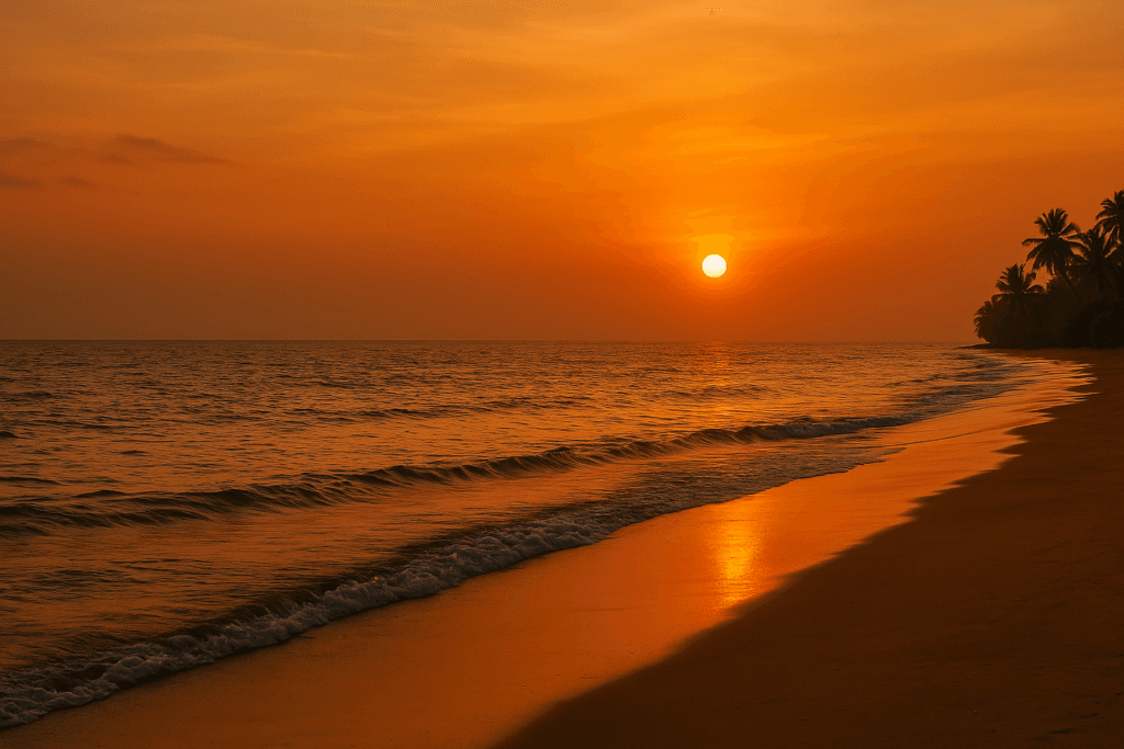 Golden sunset at Kumarakom beach
