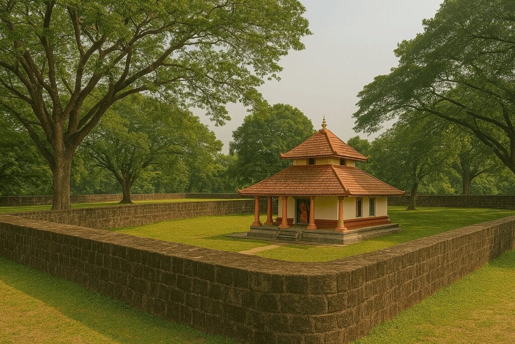 Hanuman temple inside Palakkad Fort surrounded by greenery